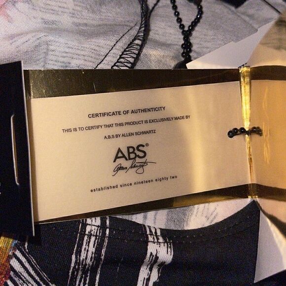 Authentic ABS by Allen Schwartz Shift Dress Black White and Floral Print - Picture 8 of 8